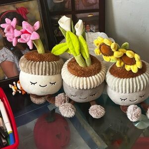 Russ Plush Flower Pots - Pink, White, Yellow